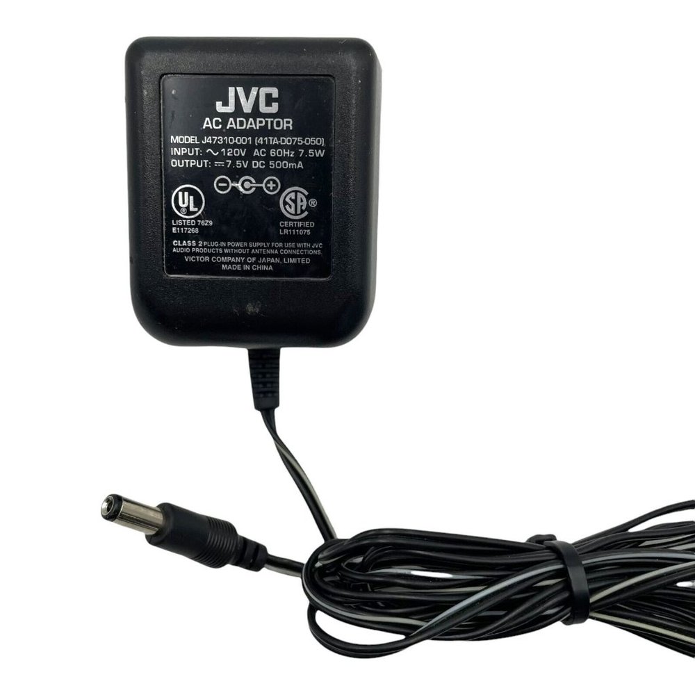 JVC AC Adapter Charger J47310-001 (41TA-D075-050) 7.5V DC 500mA Tested